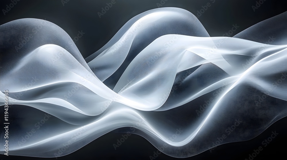 Poster flowing abstract lines curves and shapes interwoven to create a dynamic modern and minimalist digita