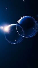 Digital technology blue and black curve circle lens aperture poster background