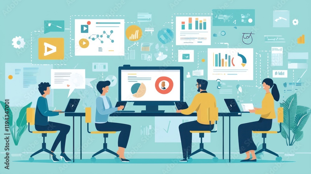 Poster teamwork and data analysis: a collaborative approach to business insights