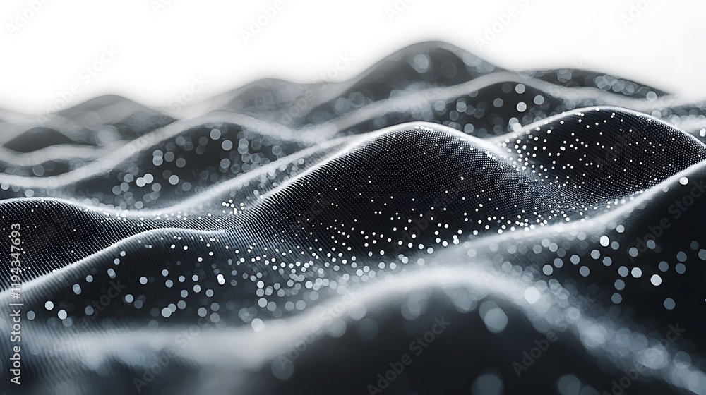 Poster mesmerizing digital background with fluid undulating grid patterns and surreal atmospheric motions c