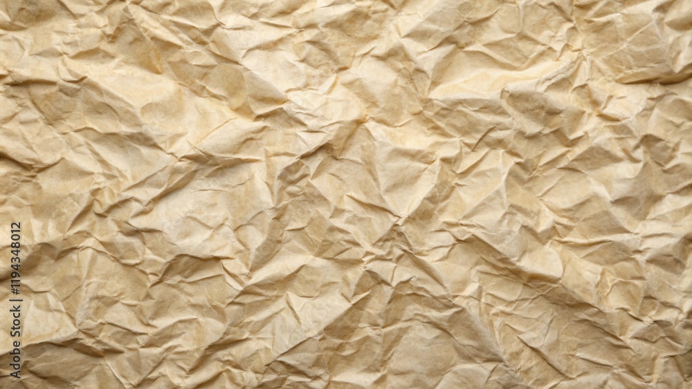 Aufkleber high-resolution image of crumpled kraft paper texture showing detailed wrinkles and creases