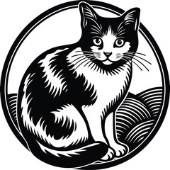 Cat shaliuede solid color black and white