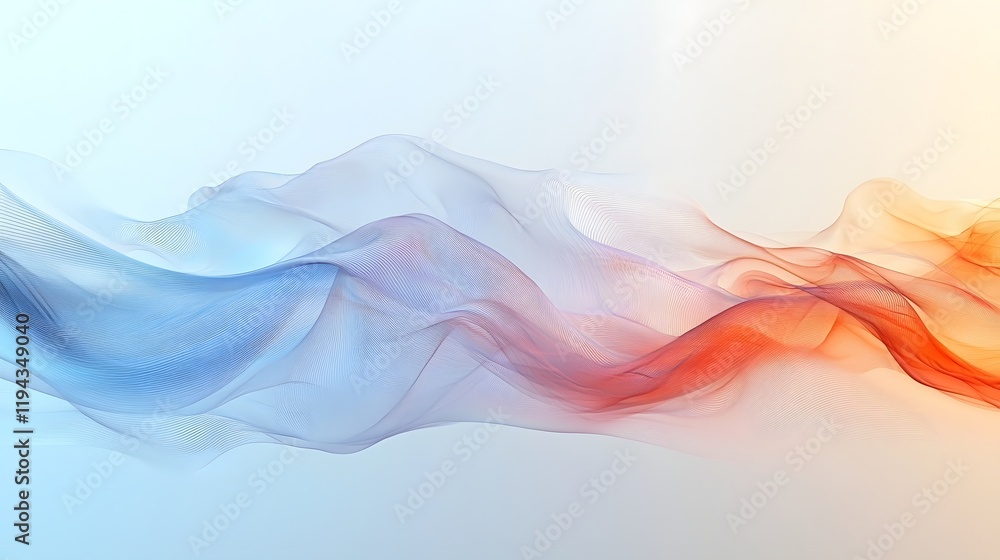 Poster serene and ethereal background with smooth flowing curves and a soft gentle color gradient in a mode