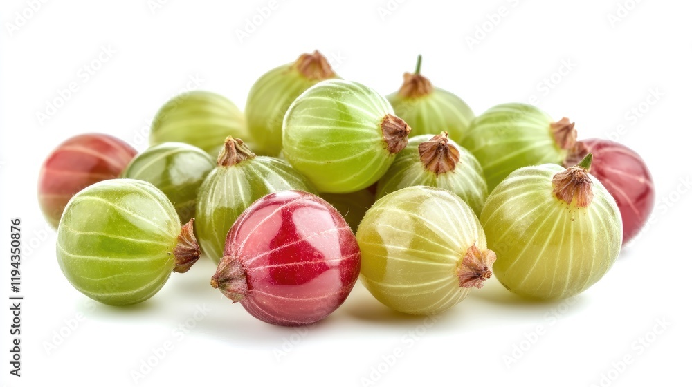 Poster freshly harvested gooseberries in various colors creating a vibrant and colorful fruit display on a 