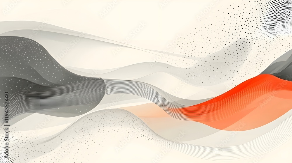Poster elegant abstract minimalist landscape composition with soft gradient waves flowing organic shapes an