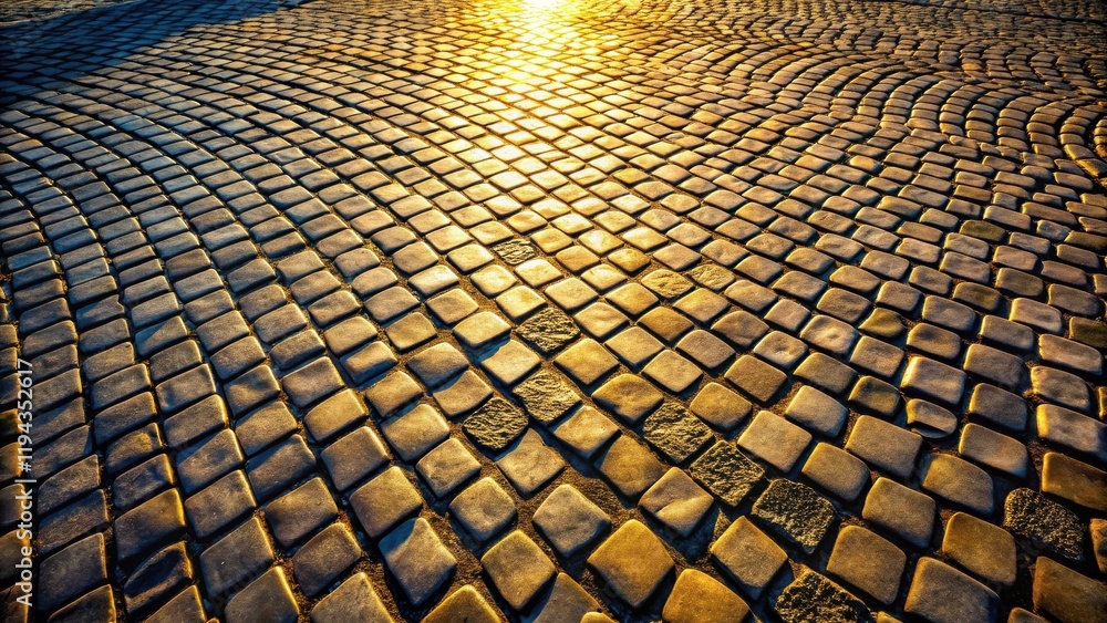 Aufkleber golden hour cobblestone path a textured surface illuminated by sunlight