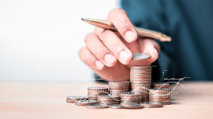 Data analyst working on business analytics dashboard with charts, with KPI and metrics connected to...