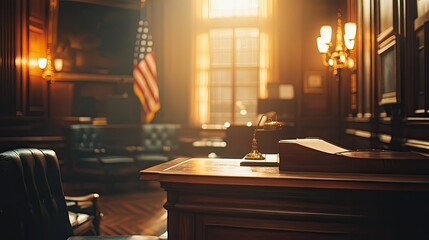 Golden Hour in a Courtroom: Justice and the American Flag