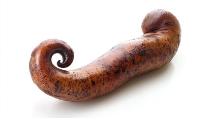 Obraz premium Gastrodia elata root on white background highlighting its unique spiral shape and natural texture for culinary or botanical uses