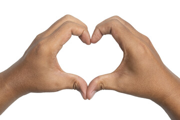 close up of male hands showing heart or love shape gesture isolated on transparent background