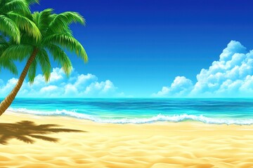 Obraz premium Tropical beach paradise palm tree, ocean, summer vacation