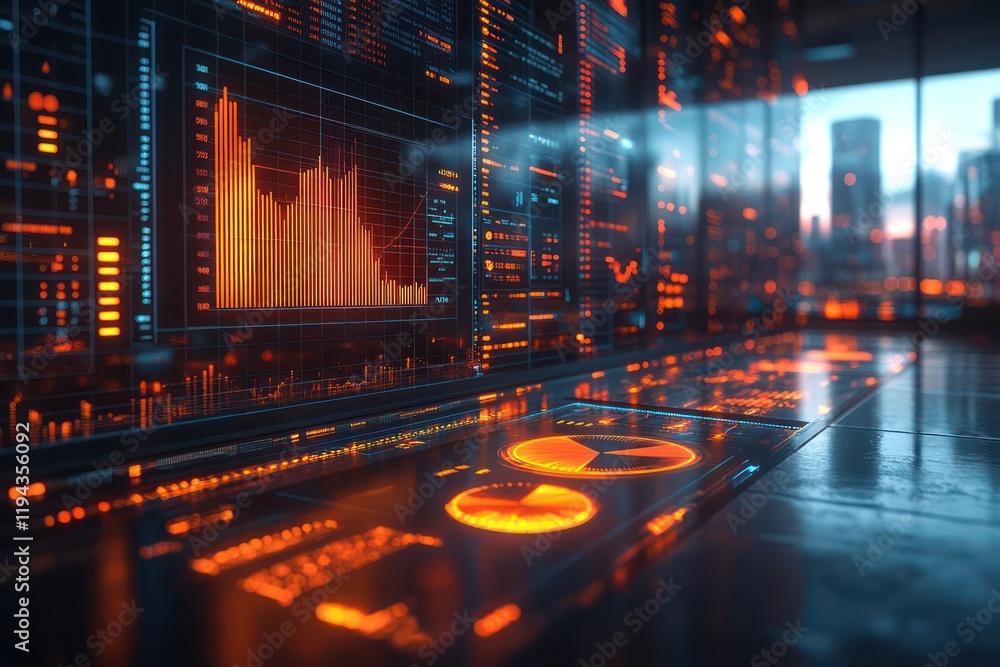Poster futuristic data visualization: a glimpse into the digital metropolis