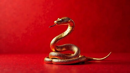 Obraz premium golden snake on red background