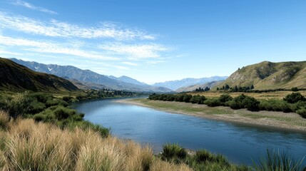 Serene River Valley Landscape