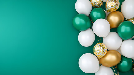 Golden and green festive balloon party