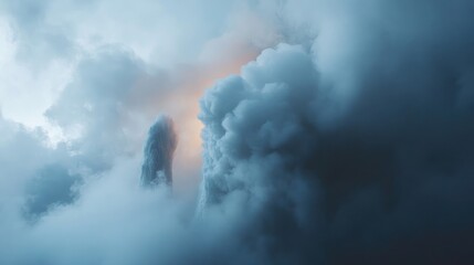 Majestic Geyser Eruption Surrounded by Dramatic Steam Clouds and Ethereal Lighting