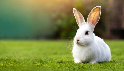 Fototapeta premium 可愛くてキュートな白いうさぎ。ウサギのイメージ画像。A cute and adorable white rabbit. Image of a rabbit.
