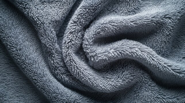Soft and cozy gray towel texture close-up for bathroom or spa relaxation concepts