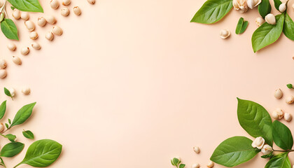 Fototapeta premium White beans as background, top view. Banner design
