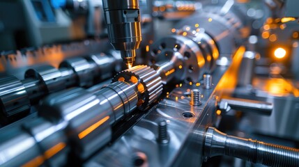 Fototapeta premium Precision Manufacturing Equipment Engaged in a Dynamic and Innovative Process of Fabrication