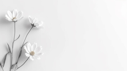 Naklejka premium white flowers, top view with copy space on a white background flowers are arranged in a way that they are not overlapping each other 