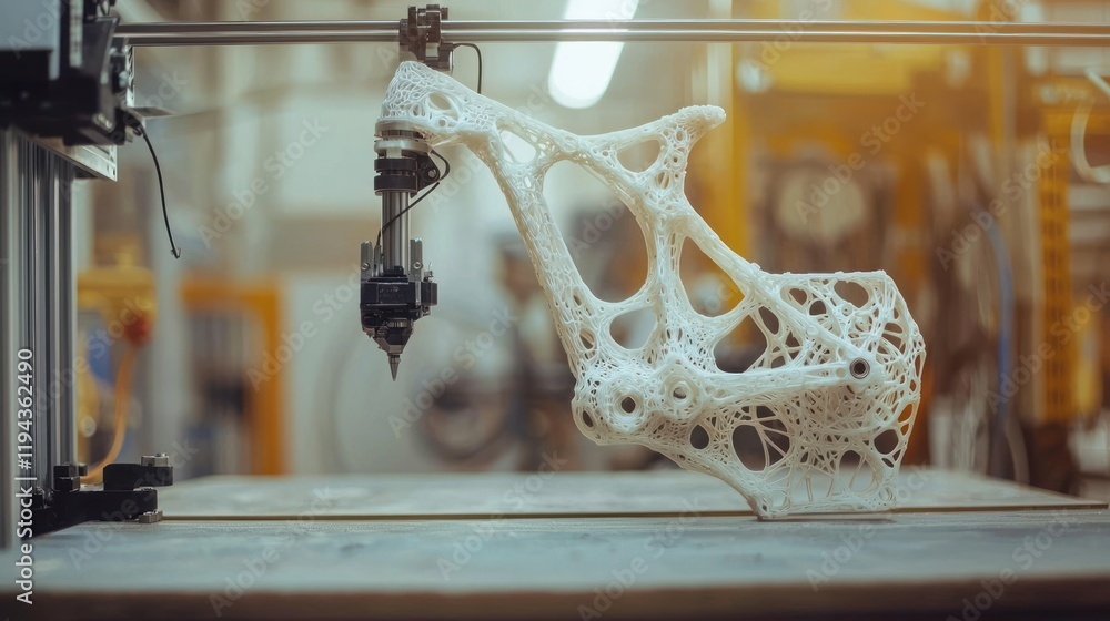 Aufkleber 3d printing innovation: a close-up of a complex, intricately designed lattice structure emerging fro
