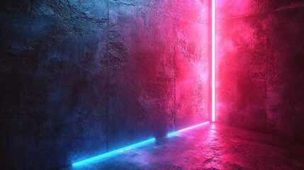 Neon Glowing Corner in a Dark Room