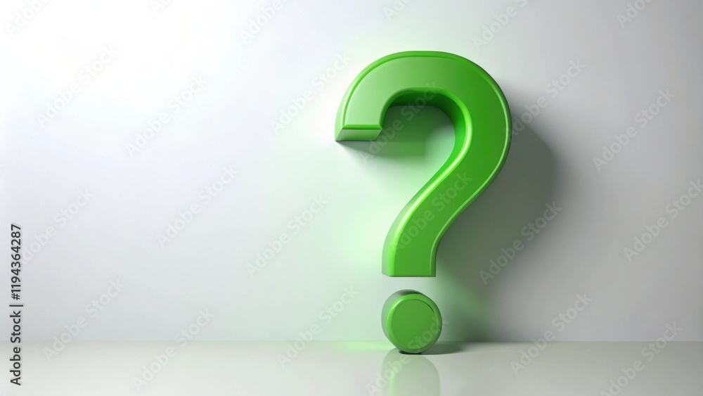 Aufkleber a green question mark on a white background representing inquiry and uncertainty