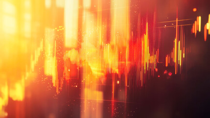 Dynamic financial chart with rising data trends in warm tones
