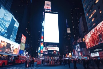 Blank white vertical digital billboard poster urban city advertisement.