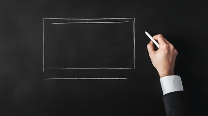 Hand Holding Marker on Blank Interactive Whiteboard Surface Ready for Digital Collaboration and Idea Sharing in Business or Educational Environment