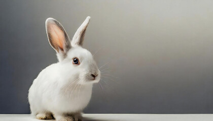 Obraz premium 可愛くてキュートな白いうさぎ。ウサギのイメージ画像。A cute and adorable white rabbit. Image of a rabbit.