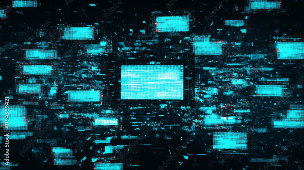 Poster old screen glitch effect. vector realistic illustration of retro vhs background with abstract noise 