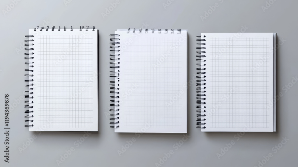 Poster realistic set of notebook mockups isolated on gray background. vector illustration of blank diary pa