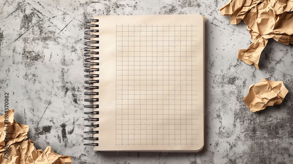 Poster school notebook paper. diary note page vector. memo notepad frame with crumpled realistic effect. gr