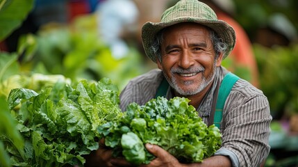 A gardener holding a fresh harvest, their face reflecting joy and accomplishment