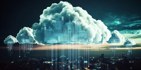 Obraz premium Cloud computing technology concept background