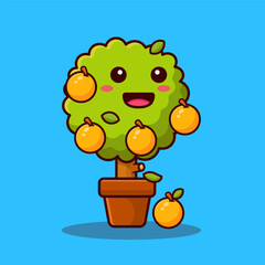 illustration cute cartoon orange tree
