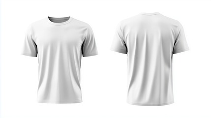 Front and back view mockup of a white male t-shirt for template design ,Full depth of field, isolated on white background