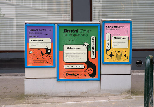 Mockup Of Three Vertical Customized Posters
