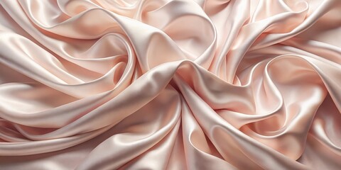 Obraz premium Draped Blush Pink Silk Fabric Showing Luxurious Texture and Soft, Gentle Waves
