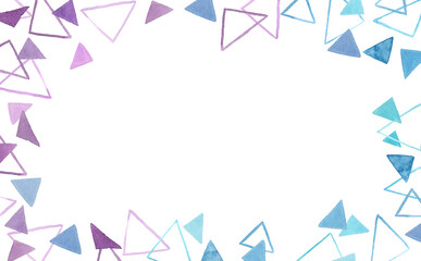 寒色のクールな三角形の背景　手描き水彩イラスト素材