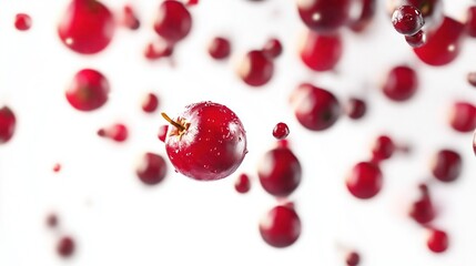 Fresh, juicy wild berries falling ,Full depth of field, isolated on white background