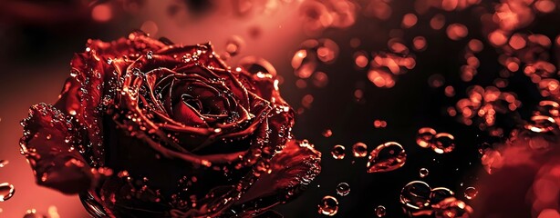 Romantic Glowing Rose with Elegant Heart Patterns for Wedding