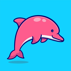 illustration cute cartoon dolphin