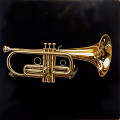 Naklejka premium Golden Trumpet: A Musical Still Life