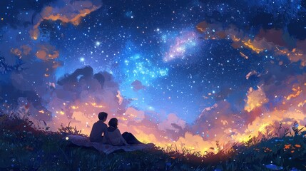 Obraz premium Romantic Star Gazing Night