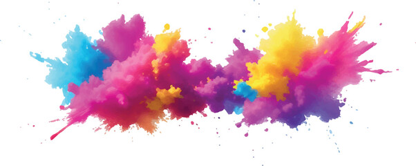 "Modern Abstract Watercolor Stains: Colorful, Dynamic Brush Strokes and Bright Splashes in Rainbow Shades Form a Trendy Aquarelle Design Element Against a Pure White Canvas for Bold Artistic Expressio