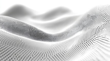 Naklejka premium Dotted particles wave flow vector abstract technology and science background, big data flow, nanotechnology theme, beautiful abstraction design dots array cluster in wavy motion.