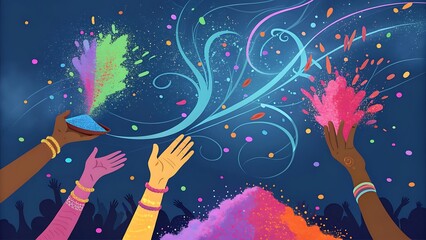 Festival or cultural background with tree and flowers.